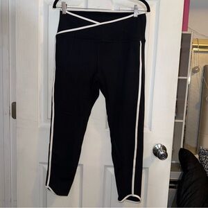 SHEIN Black Leggings with White Trim